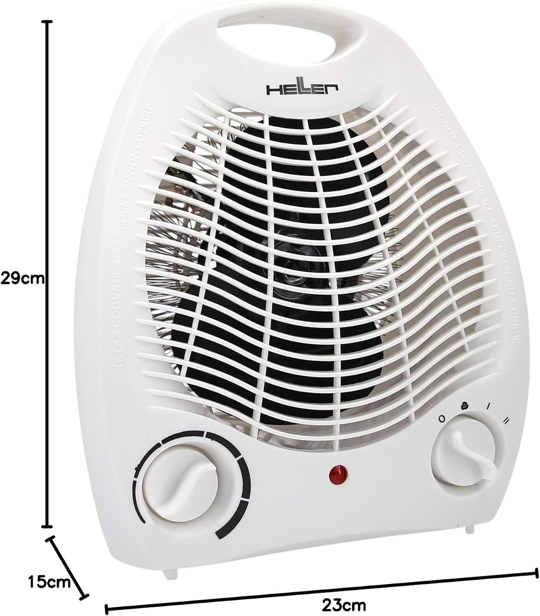 HELLER HL706 Heizlüfter klein | 2000W | elektrische Heizung mit Thermostat | 2 Heizstufen + Kaltstuf