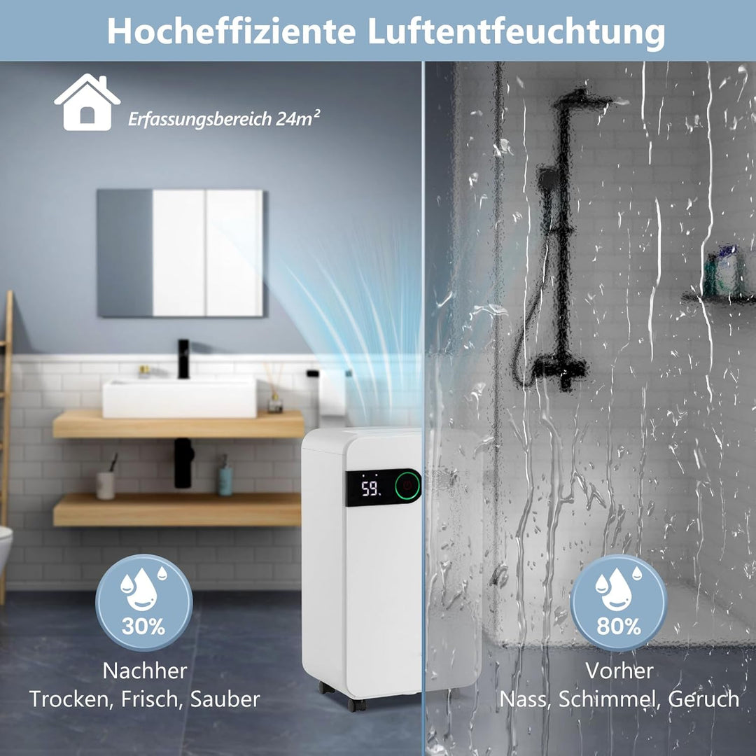 RELAX4LIFE Luftentfeuchter Elektrisch, 15L/24H, 2,3L Wassertank, Raumentfeuchter Schlafmodus & 24h T