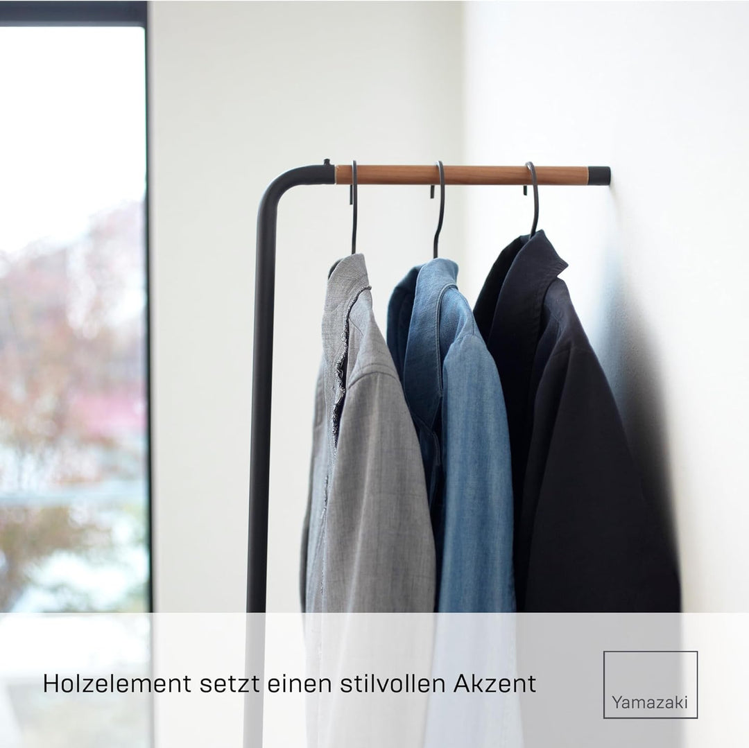 YAMAZAKI home Leaning Slim Kleiderbügel – Hängeregal Organizer für Wand schwarz, One Size, 7551, Sch