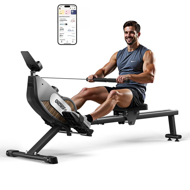 ONETWOFIT Rudergerät Für Zuhause Klappbar Pro, Stepper Für Zuhause, 16 Stufen des Stillen Widerstand