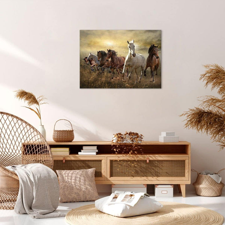 Bilder auf Leinwand Pferd Tier Natur Leinwandbild mit Rahmen 70x50cm Wandbilder Dekoration Wohnzimme