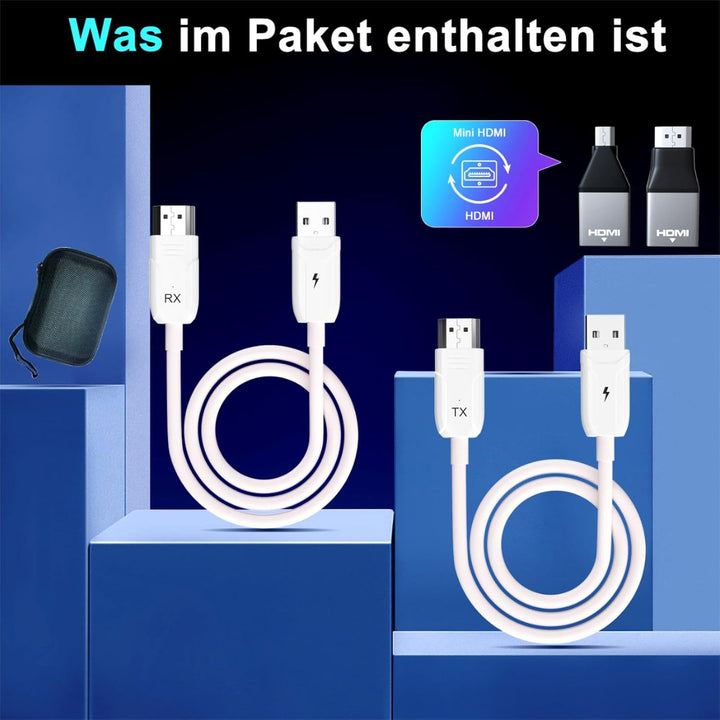 Wireless HDMI Transmitter and Receiver, 5.8G Kabellos Funkübertragung 4K Dekodierung, HDMI Wireless