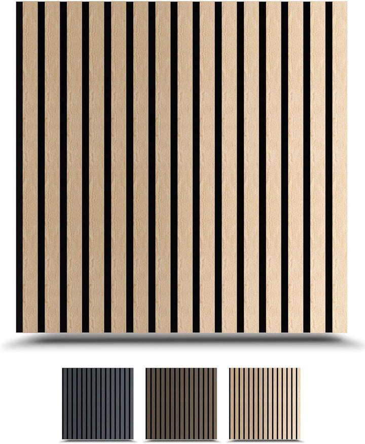 Dalsys Akustikpaneele 60x60cm, 4 Stück Eiche hell, Wandverkleidung Wanpaneele Holz, Lamellenwand mit