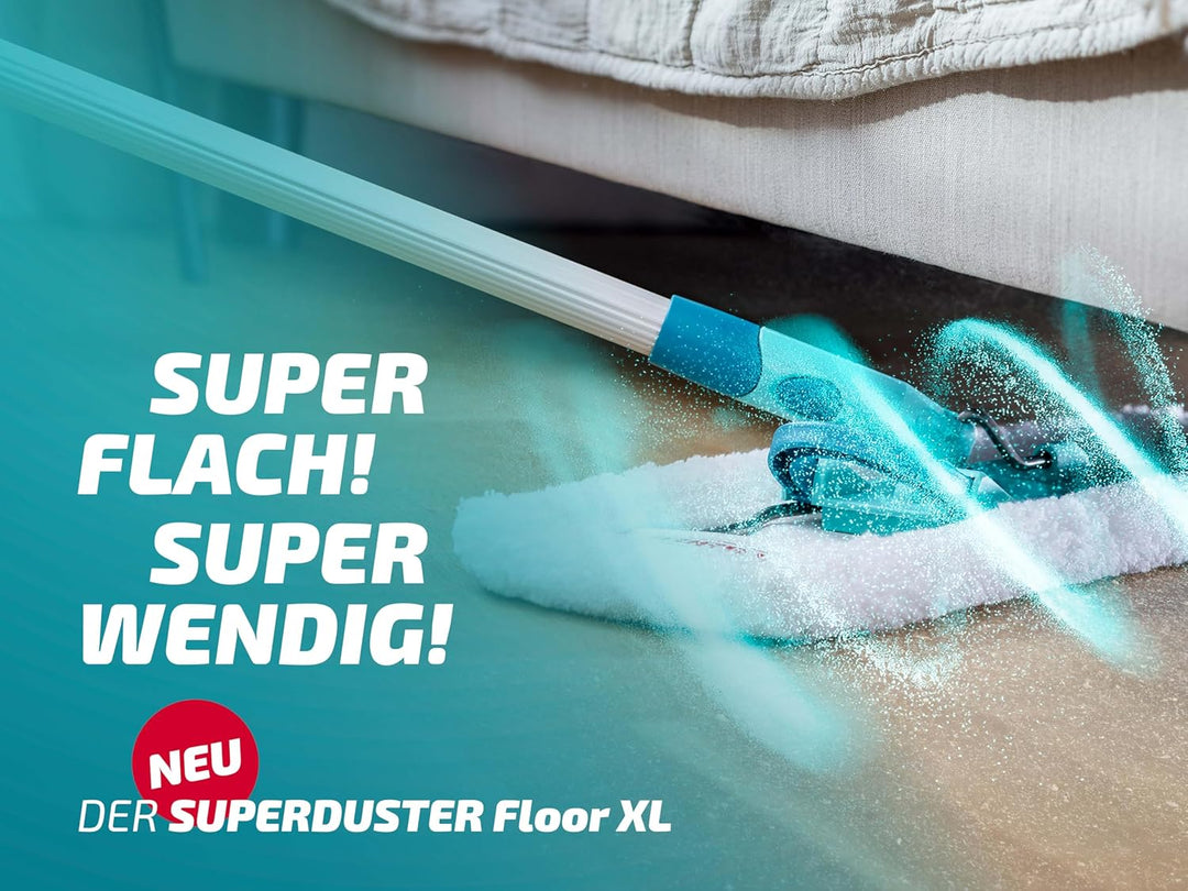 Leifheit SUPERDUSTER Floor XL Staubbezug 2er Set, waschbarer Mikrofaser-Staubmopp für Fliesen, Lamin