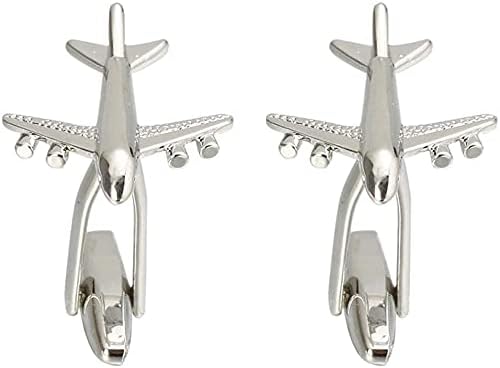 Skybelt Manschettenknöpfe Jumbo Jet Flugzeug Silberfarben