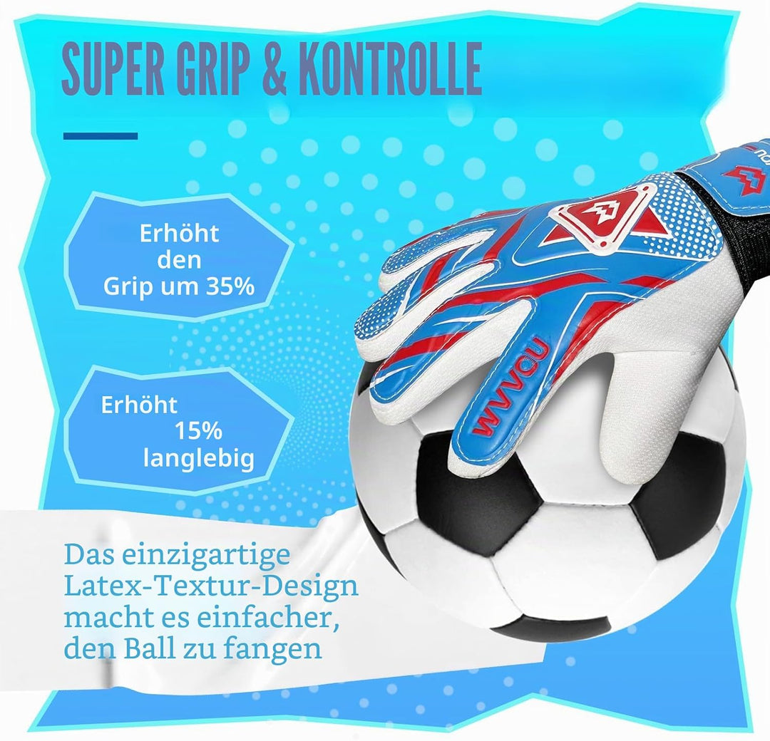 WVVOU Torwarthandschuhe Kinder und Jugendliche, Fussball Torwarthandschuhe, Fussballhandschuhe, Dopp