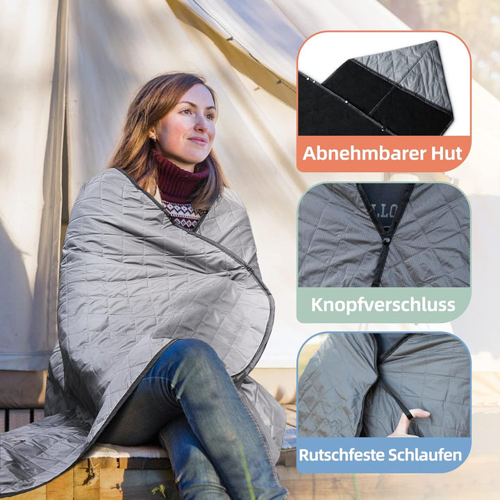 JAICOM Outdoor Decke, wasserdichte Schafwoll-Picknickdecke, 140 x 200 cm Warme Campingdecke - ideal