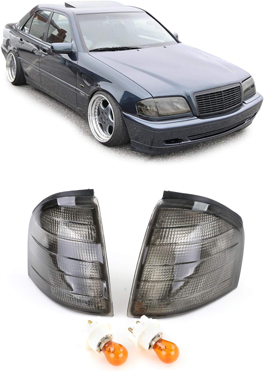 Carparts-Online Blinker schwarz smoke Paar für Mercedes C Klasse W202 93-00