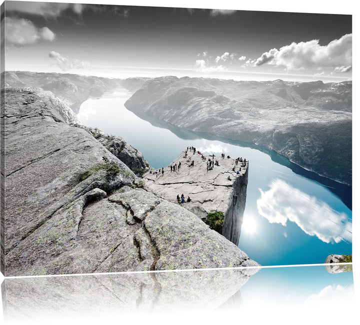 Pixxprint Küste in Norwegen als Leinwandbild/Grösse: 100x70 / Wandbild/Kunstdruck/fertig bespannt, 1