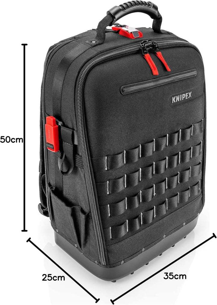 KNIPEX Modular X18 Werkzeugrucksack, leer, 58 Steckmöglichkeiten, 18 l Volumen, mit Laptop-Fach, sta