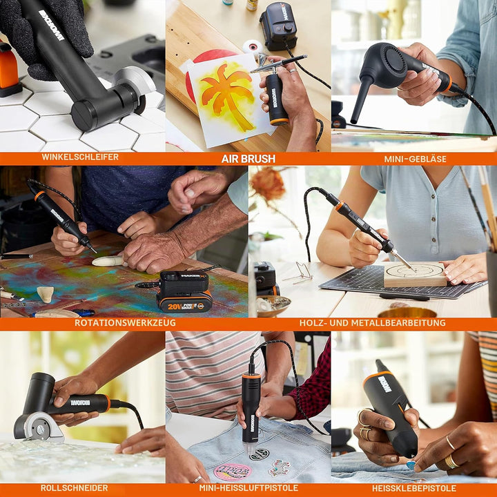 WORX Akku Multifunktionswerkzeug &amp; Winkelschleifer MakerX 18V(20V MAX) WX990, Powershare, Bürstenlos