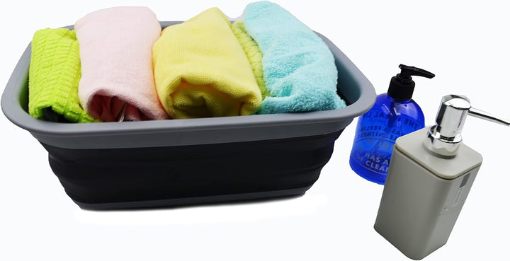 SAMMART 10L Set mit 2 zusammenklappbaren Wannen – Faltbare Geschirrwanne – tragbares Waschbecken – p