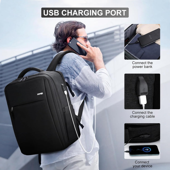 HOMIEE Handgepäck Rucksack Herren, Laptop Rucksack 15,6 Zoll Reiserucksack Travel Backpack Business