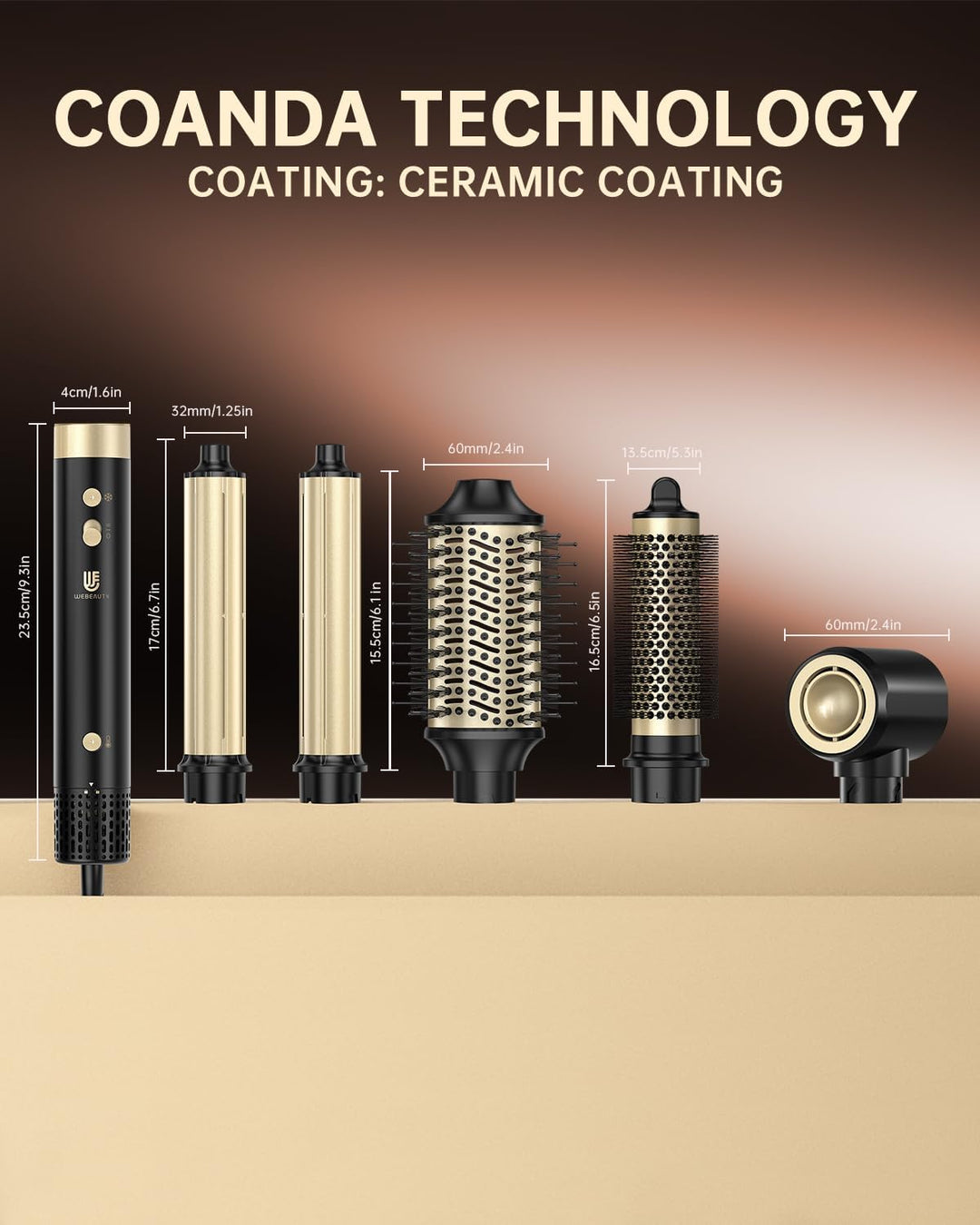 webeauty [Dual Voltage] 6in1 Airstyler Neues Upgrade,110,000U/Min, 30M/S, 500 Millionen Negative Ion