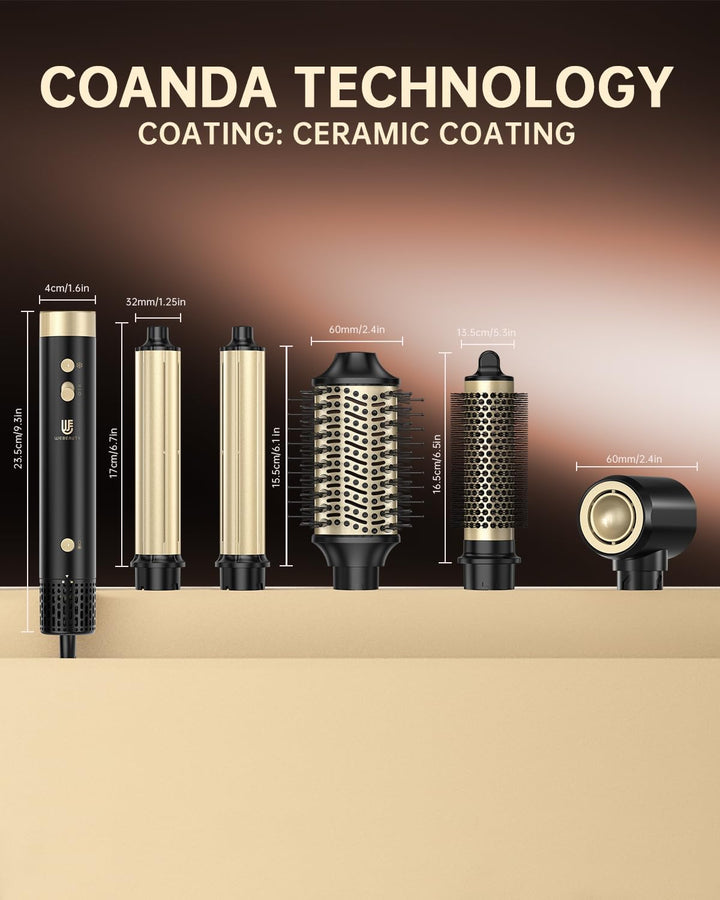 webeauty [Dual Voltage] 6in1 Airstyler Neues Upgrade,110,000U/Min, 30M/S, 500 Millionen Negative Ion