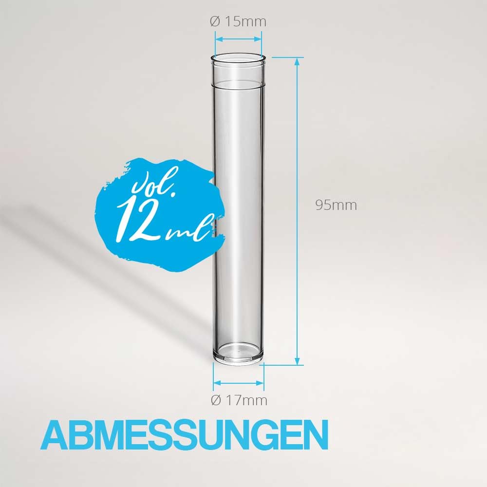 Tuuters 100x Kunststoff Reagenzgläser mit Korken, Kunststoffröhrchen (95 x Ø17, Naturkorken hellbrau