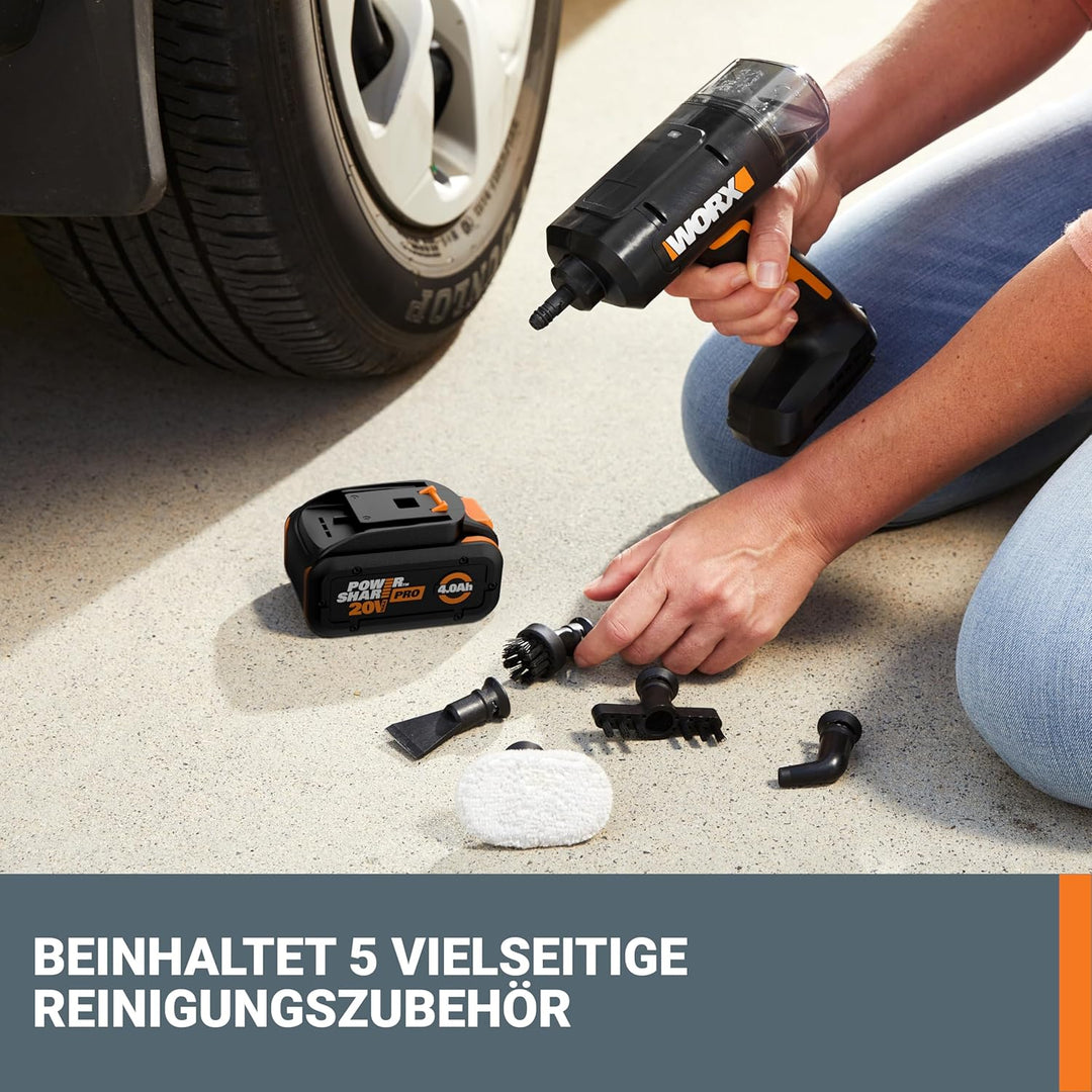 WORX 18V(20V MAX) kabelloser Handdampfreiniger WX770.9, Dampfreiniger für 220°F, tötet Keime, 8-Seku
