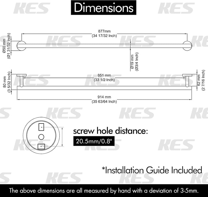 KES Handtuchhalter Handtuchstange Edelstahl SUS 304 Badetuchhalter Handtuch Halter Bad Wandmontage 9