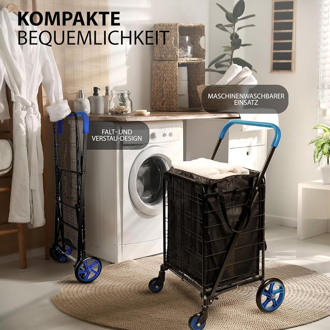 SereneLife Einkaufstrolley Klappbar & Treppensteiger, Einkaufswagen- aus Metall, Shopping Trolley- 5