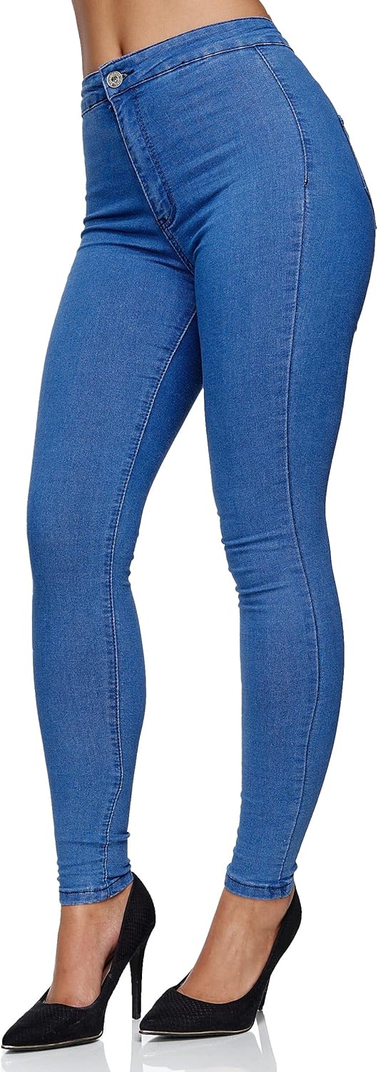 Damen Slim Fit Hose Highwaist Jeans Chunkyrayan, Hellblau Chicago