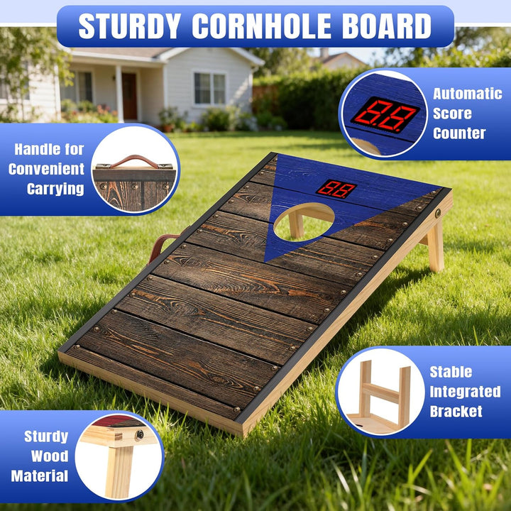 NZQXJXZ Cornhole Spiel Outdoor mit Automatischem Punktezähler, 90x55cm Massivholz Premium Corn Hole