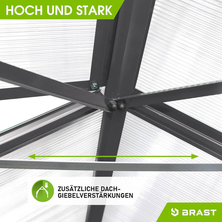 BRAST® Gewächshaus Aluminium mit Fundament rostfrei 40 Modelle 130x190x195cm - 490x250x235cm 6mm Pla