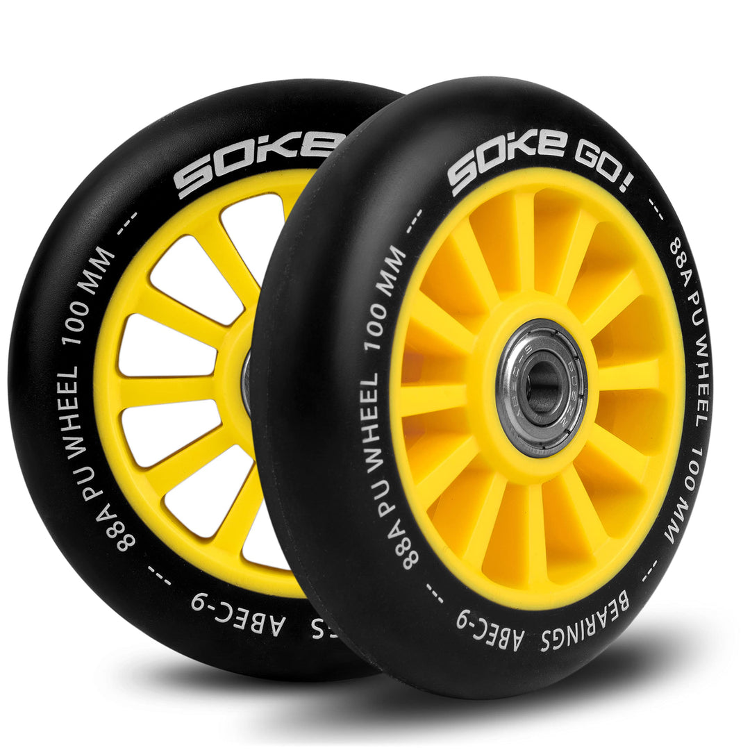 SOKE Scooter Räder 1679, 5x12x12cm, Zwei Stück, Gold, Langlebig, für Kinder, Jugendliche, Erwachsene