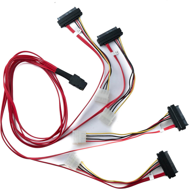 System-S SFF-8087 Kabel 100 cm Mini SAS 36 Pin zu 4X SAS 29 Pin SFF-8482 Adapter für RAID Festplatte