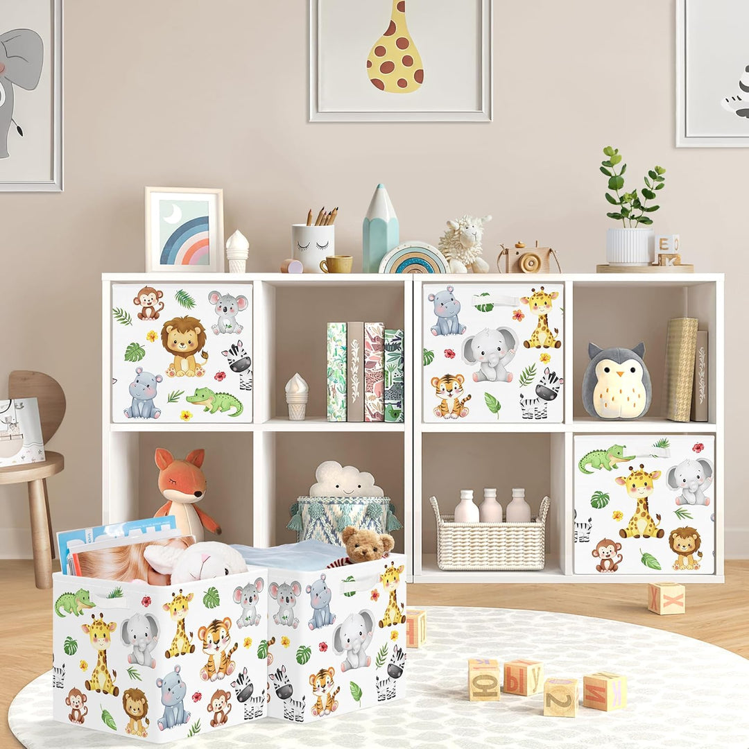 30cm Aufbewahrungsbox 3 Stück Waldtiere Aufbewahrungskorb Kinder Faltbar Löwe Giraffe Elefant Aufbew