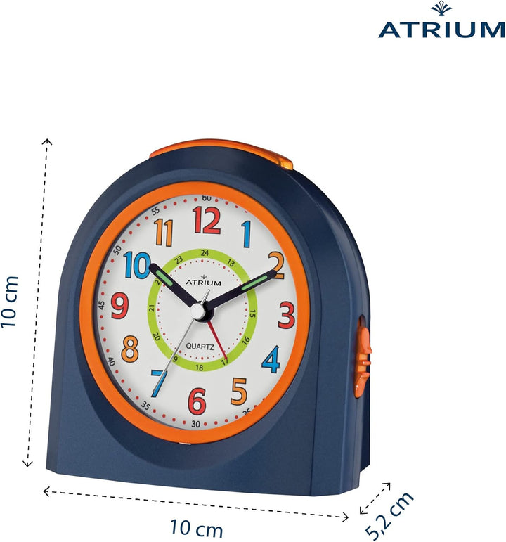 Atrium Kinderwecker Jugendwecker Analog Quarz mit Licht, Snooze &amp; schleichende Sekunde - leise ohne