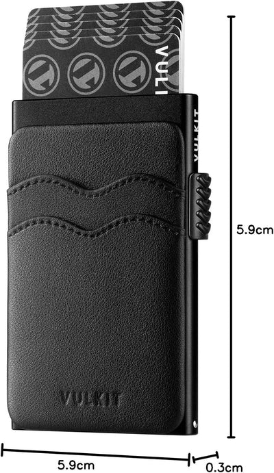 VULKIT Kreditkartenetui Minimalistische Slim Pop Up Geldbörse mit Lederschlitzen RFID-Blockierung fü