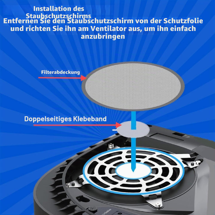 PS5 Staubschutz und Kühlung Kit, Premium Mesh Filtersystem mit Port Plugs, High Density Breathable D
