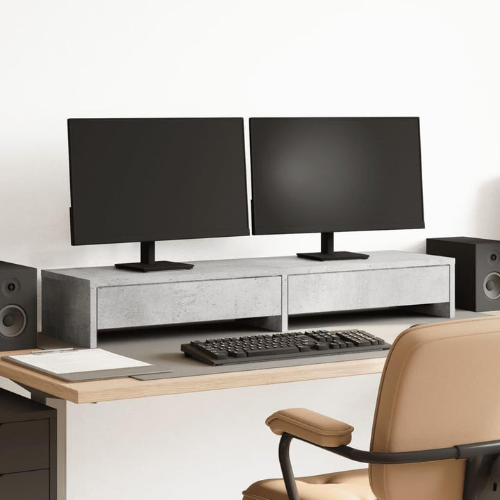 vidaXL Monitorständer, Monitorerhöhung mit Schubladen, Bildschirmständer für Arbeitsbereich, Schreib
