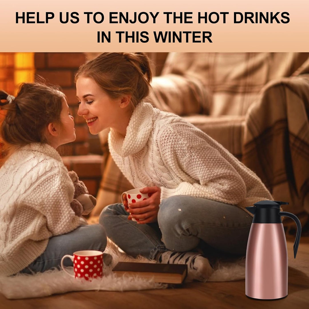 Thermoskanne, 2 l, Kaffeekanne, 304 Edelstahl, Doppel-Wall, Vakuum, isoliert, Kaffee, Thermoskanne,