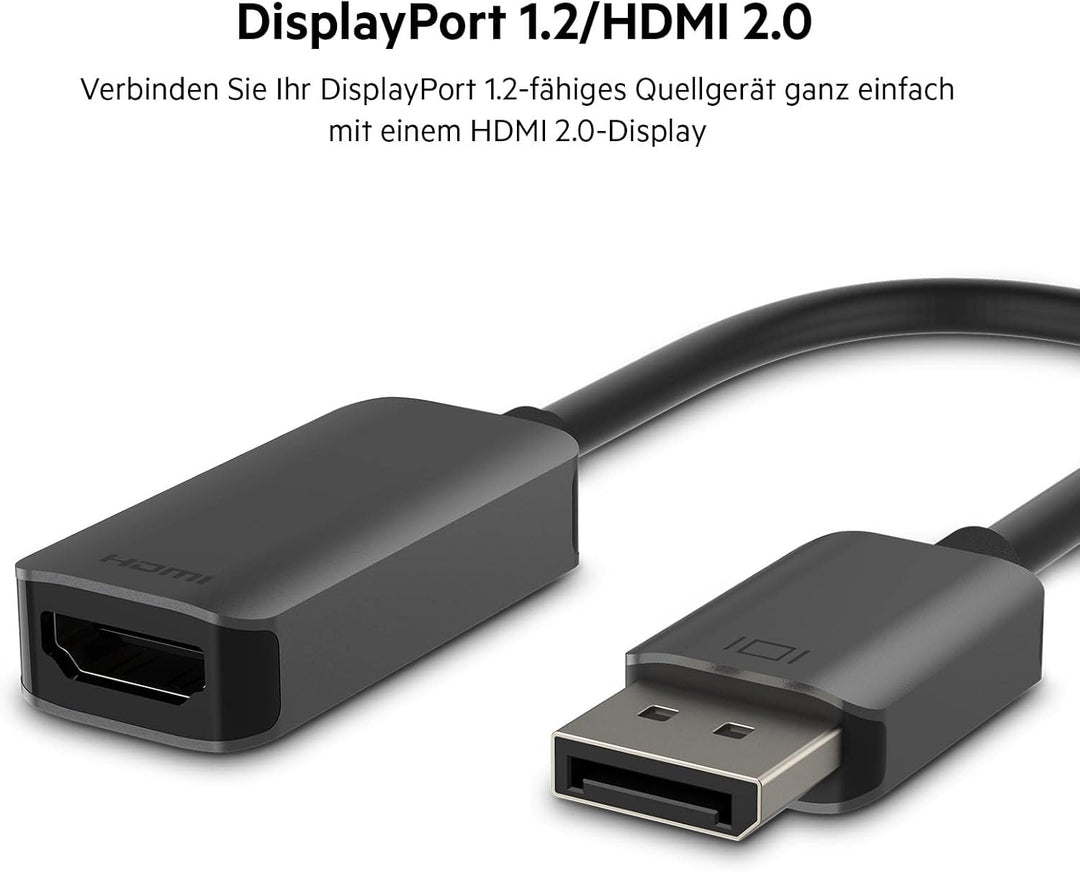 Belkin HDMI/DisplayPort-Adapter, DP 1.2 auf HDMI 2.0-Konverter für 4K-Monitor, 60 Hz, mit HDR 10, ko