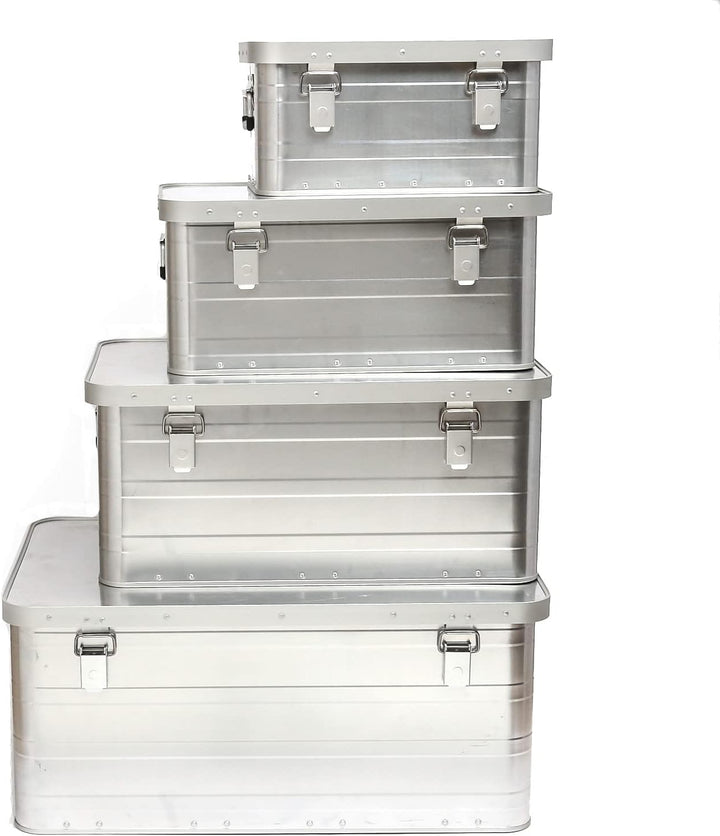 GORANDO Aluminiumbox Alubox Alukiste mit Schnappschloss, Griffen, Dichtung (46 Liter), 46 Liter