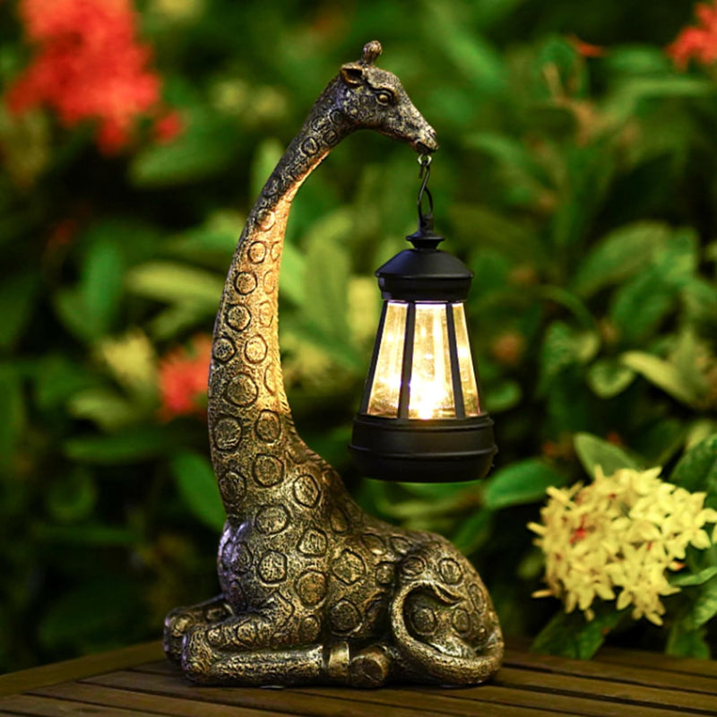 Goodeco Giraffe mit Solarlaternen – 28 cm Giraffe Ornament Outdoor Statuen Figuren mit solarbetriebe