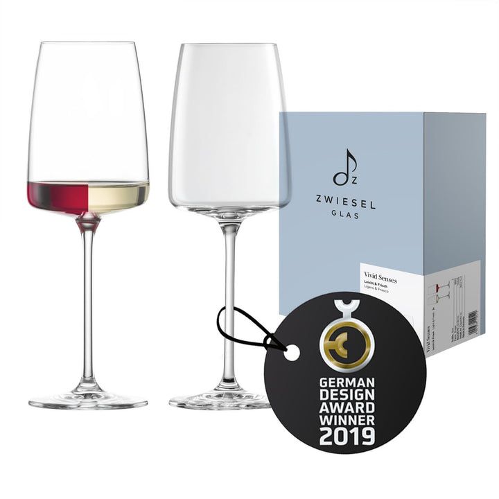 Zwiesel Glas Weinglas leicht & frisch Vivid Senses (2-er Set), filigrane Allround Weingläser, spülma