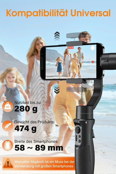 Smartphone Gimbal Stabilisator, hohem iSteady Mobile Plus 3-Achsen Stabilisator für Android/iPhone,