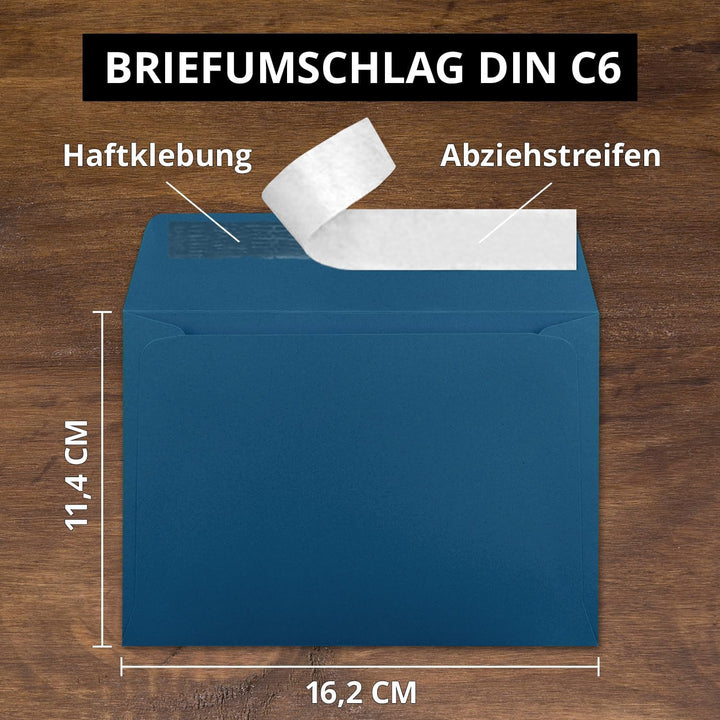 50x Briefumschläge Royalblau/Königs-blau DIN C6 Format 11,4 x 16,2 cm - Haftklebung - Kuverts ohne F