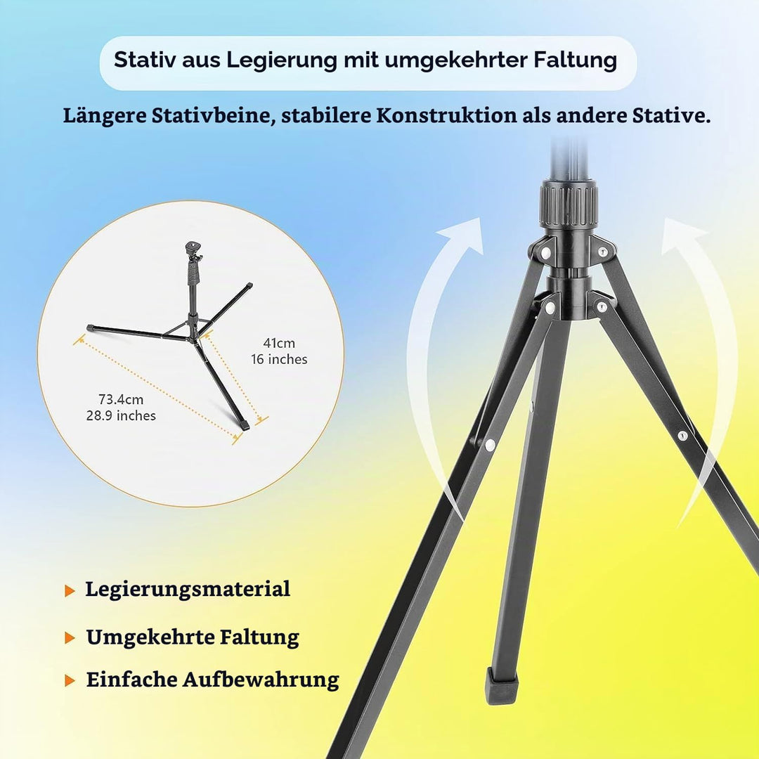 Aureday Ringlicht mit Stativ, 14 Zoll Selfie Ringlicht mit 62 Zoll Stativ Ständer Zusammenklappbar f