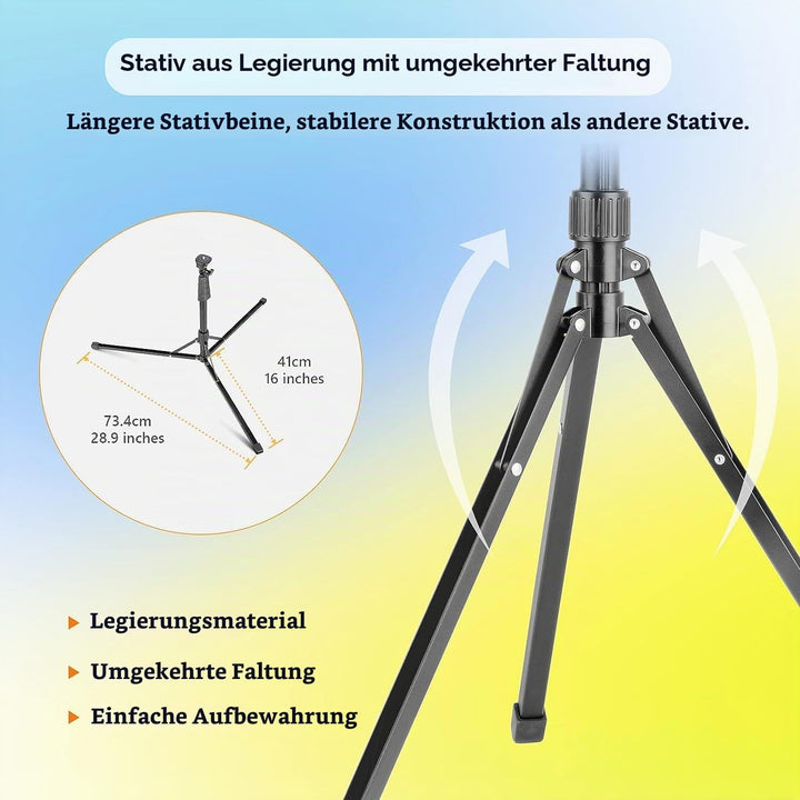 Aureday Ringlicht mit Stativ, 14 Zoll Selfie Ringlicht mit 62 Zoll Stativ Ständer Zusammenklappbar f