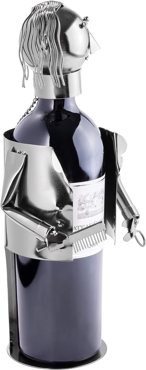 BRUBAKER Weinflaschenhalter Haarstylist - Metall Skulptur Flaschenständer - 20 cm - Wein Geschenk fü