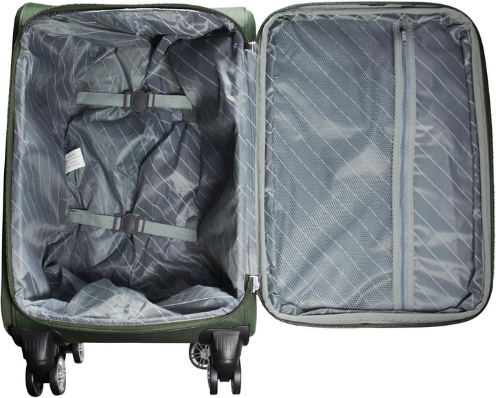 Trendyshop365 Weichgepäck Handgepäck Koffer Maribor 58cm 43 Liter 4 Rollen Zahlenschloss Grün Handge