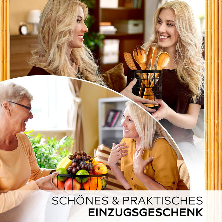 HIKITCHEN® [3er Set Obstkorb Obstschale Küchenrollenhalter Küchenutensilienhalter Utensilienhalter K