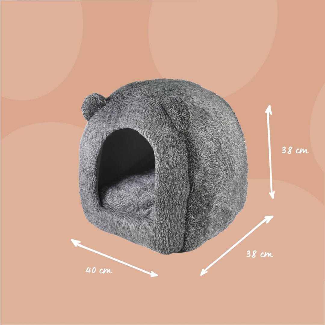 Rosewood 03081 superweiches Teddybär-Katzenbett in Luxusausführung, 38 x 38 cm, grau, grau