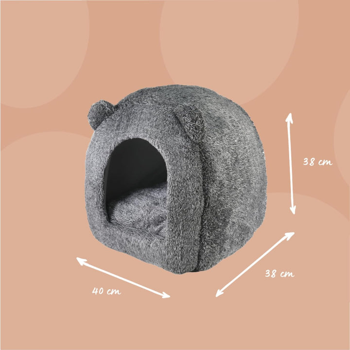 Rosewood 03081 superweiches Teddybär-Katzenbett in Luxusausführung, 38 x 38 cm, grau, grau