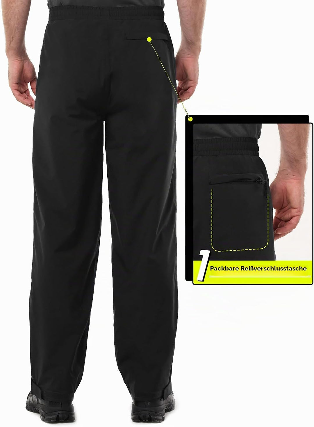 33,000ft Herren Regenhose wasserdichte Outdoorhose Leichte Wanderhose 5000MM Winddichte Regenhose zu