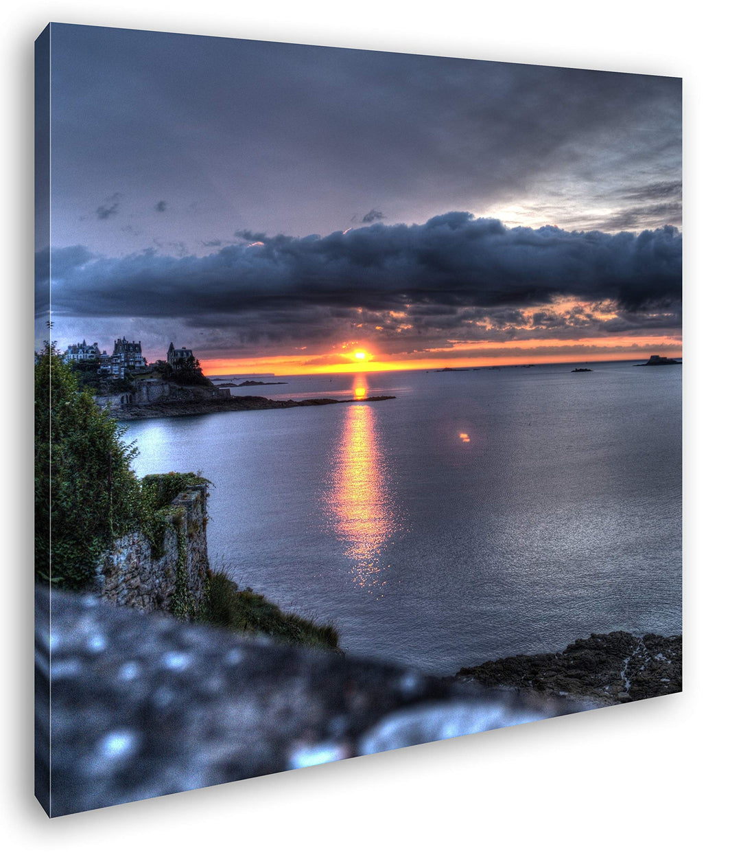 deyoli Bezaubernder Sonnenuntergang in Bretagne im Format: 70x70 als Leinwandbild, Motiv fertig gera