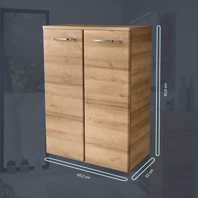 FACKELMANN Milano Doppelmidischrank mit Türen – Schrank fürs Badezimmer (60,2 cm x 82,6 cm x 32 cm)